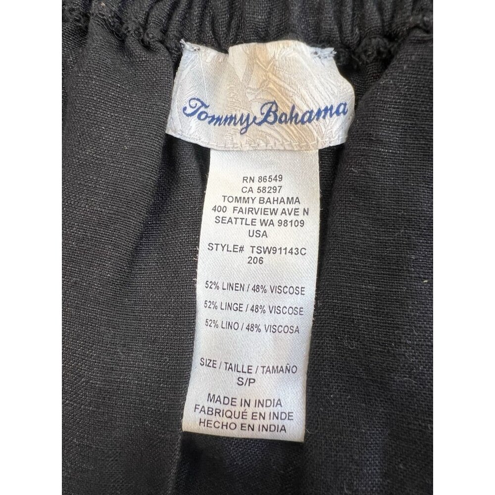 Tommy Bahama Jumpsuit sz Tall/SP Black Linen Blend Off-The-Shoulder - Picture 3 of 3